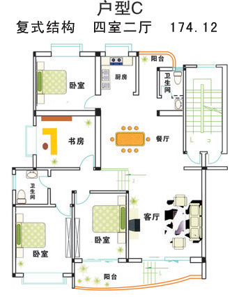 复式结构四室二厅